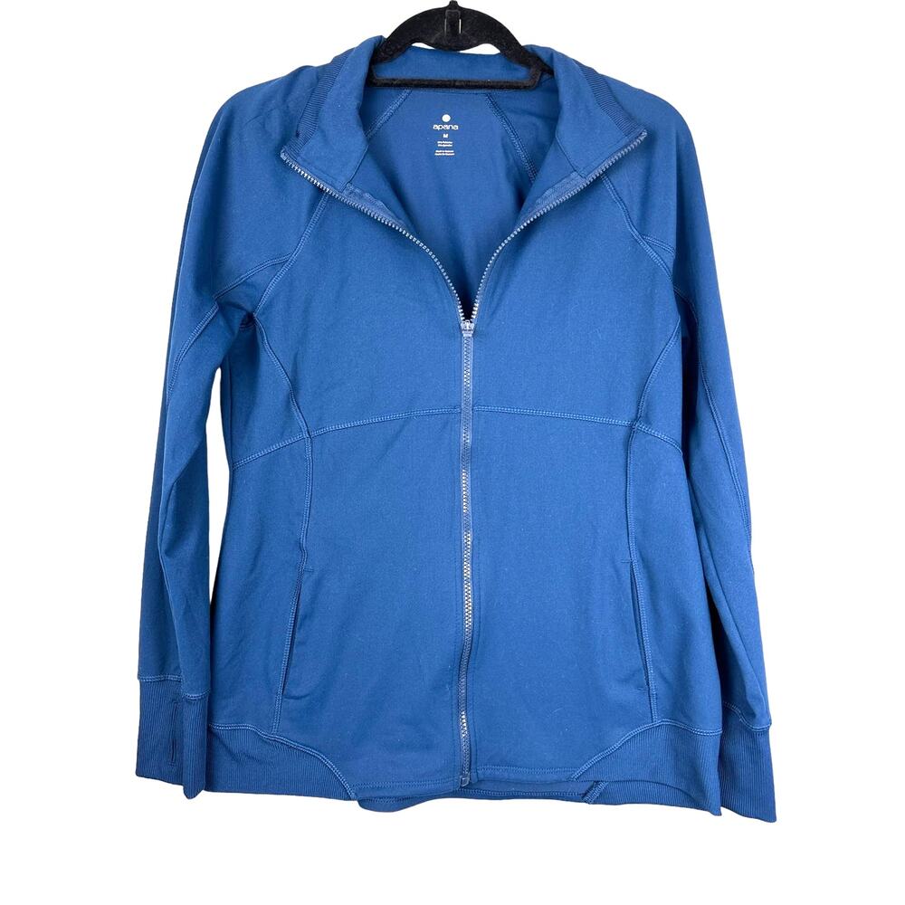 Apana Women's Sz: M Blue Sun Protection Full Zip Thumb Holes Athletic Jacket